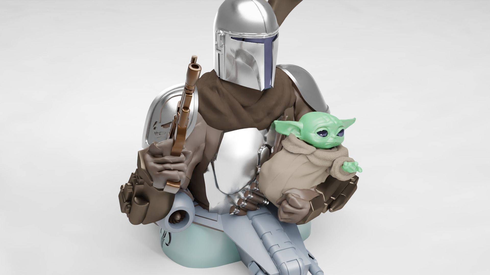 BABY YODA and The MANDALORIAN Bust 3D print model_19
