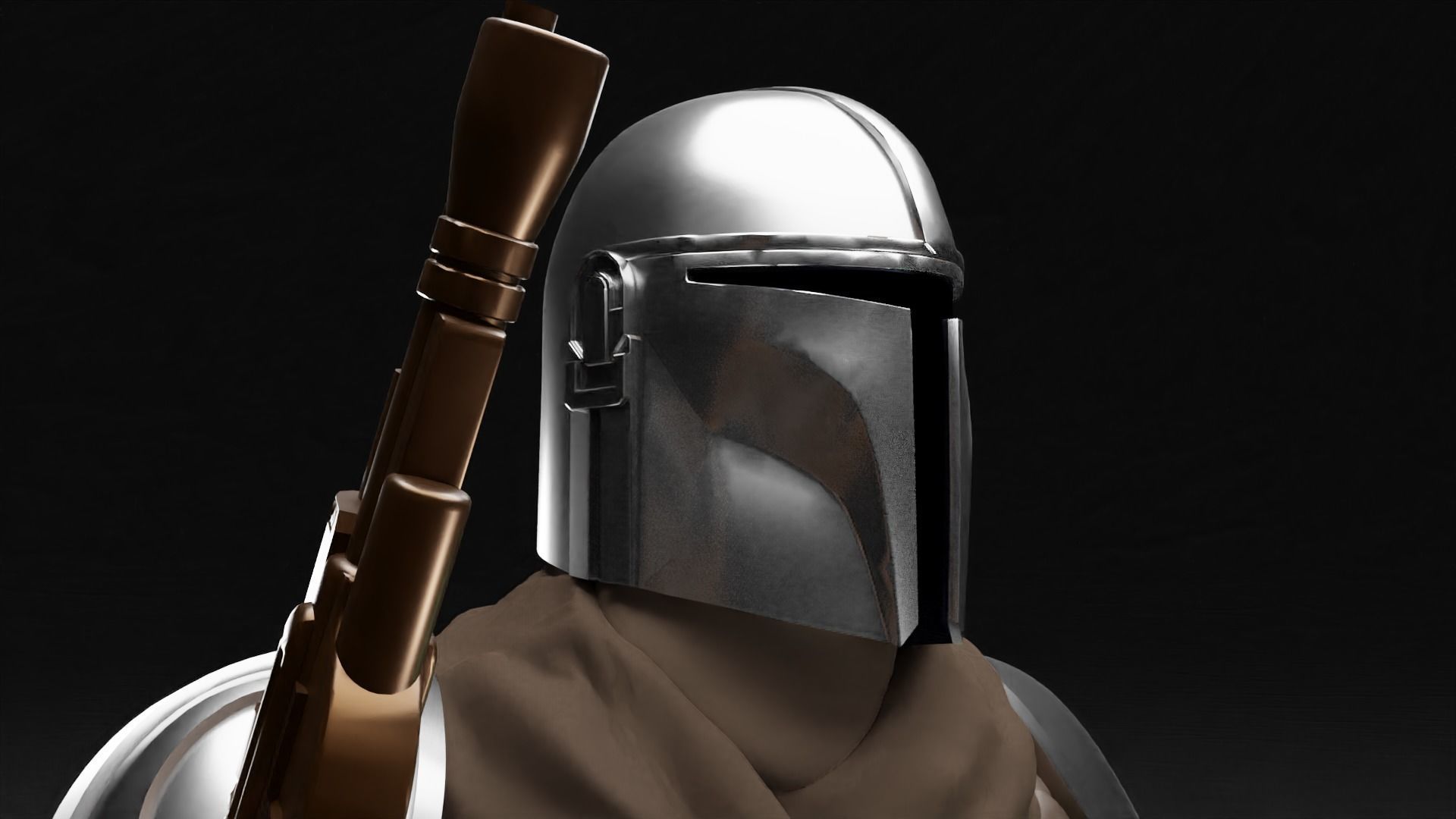 BABY YODA and The MANDALORIAN Bust 3D print model_2