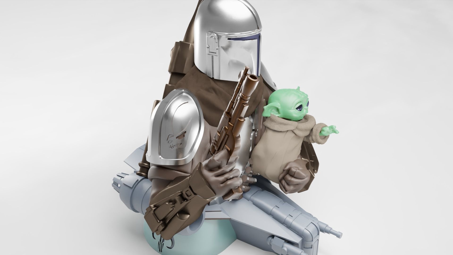 BABY YODA and The MANDALORIAN Bust 3D print model_21