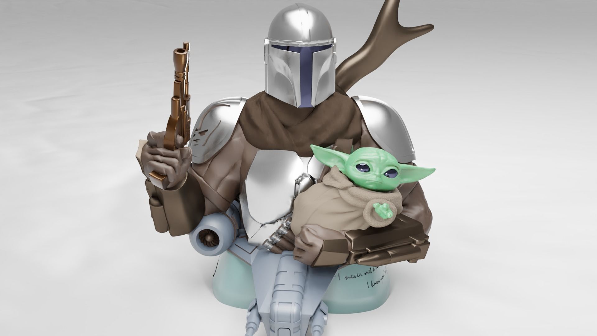 BABY YODA and The MANDALORIAN Bust 3D print model_16