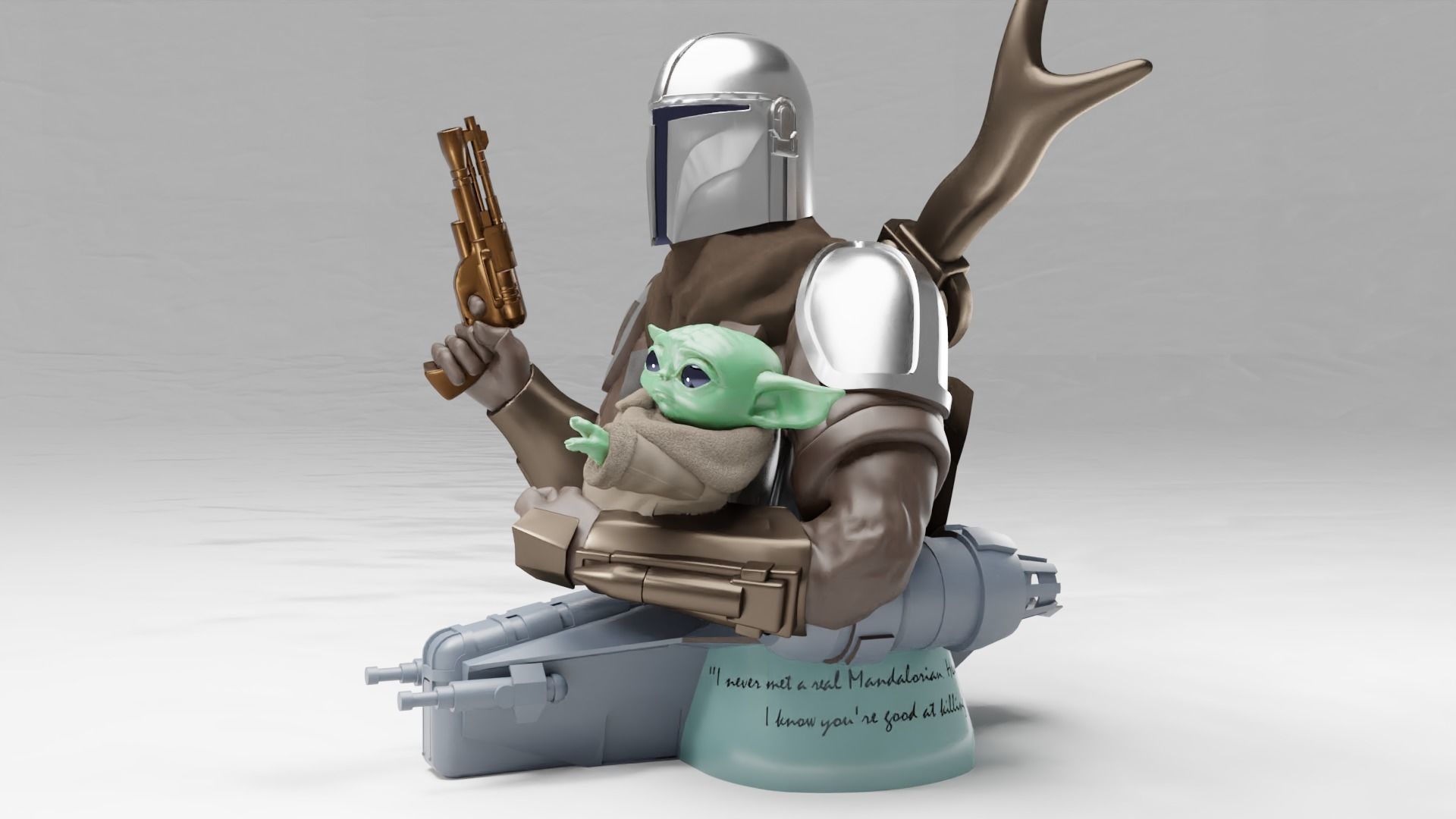 BABY YODA and The MANDALORIAN Bust 3D print model_13