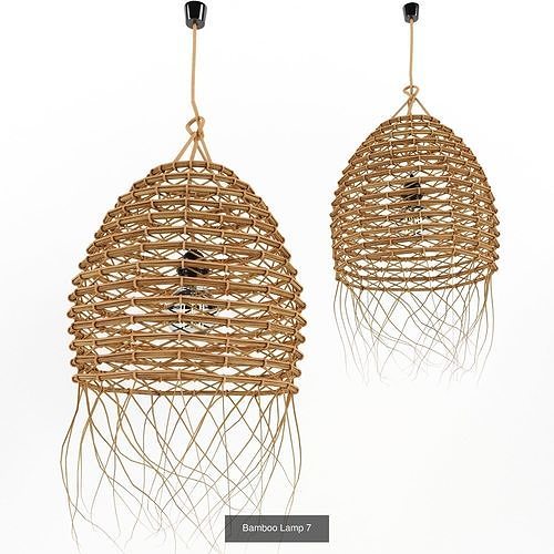 Furniture collection hanging rattan and bamboo furniture set 1 3D Model Pack 7