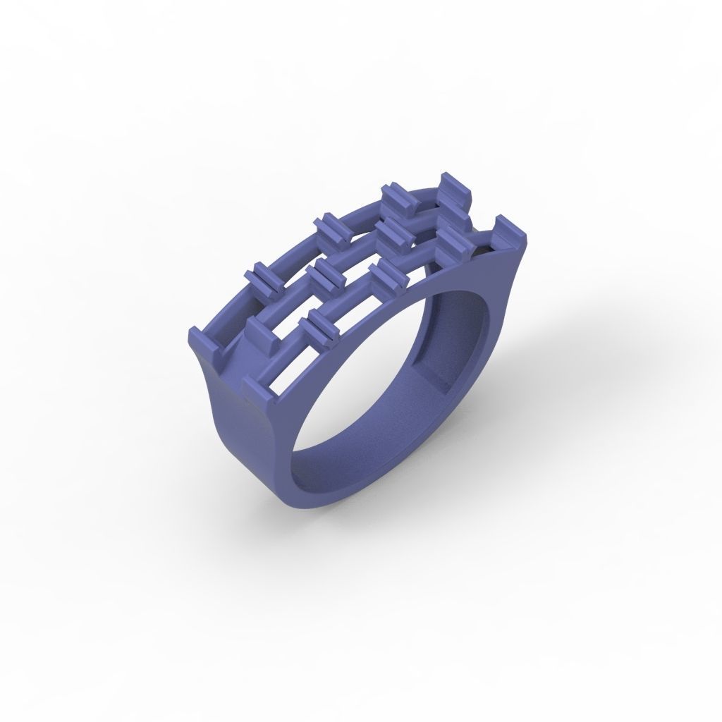 Ring with baguette cut gems 3dm stl 3D print model_25