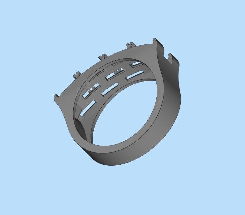Ring with baguette cut gems 3dm stl 3D print model_30