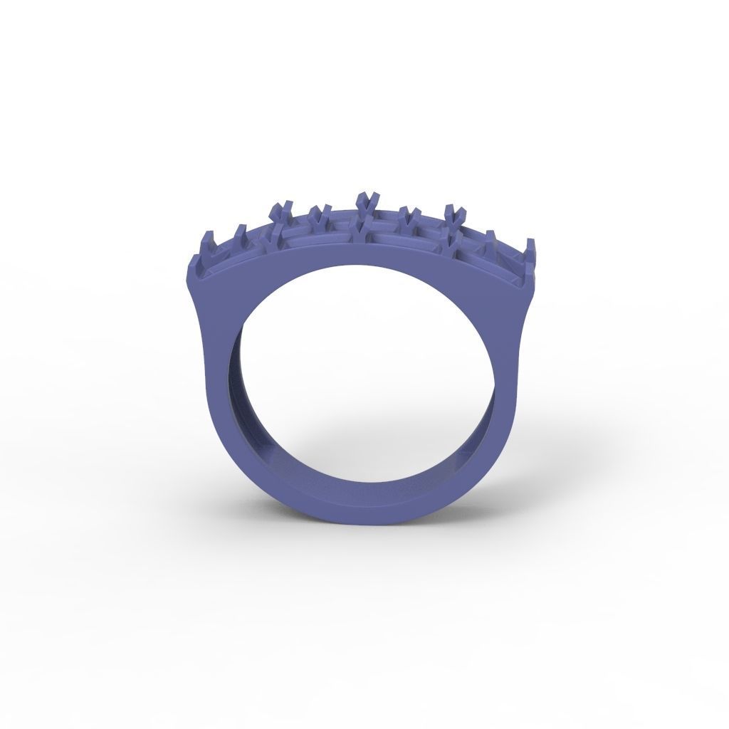 Ring with baguette cut gems 3dm stl 3D print model_23