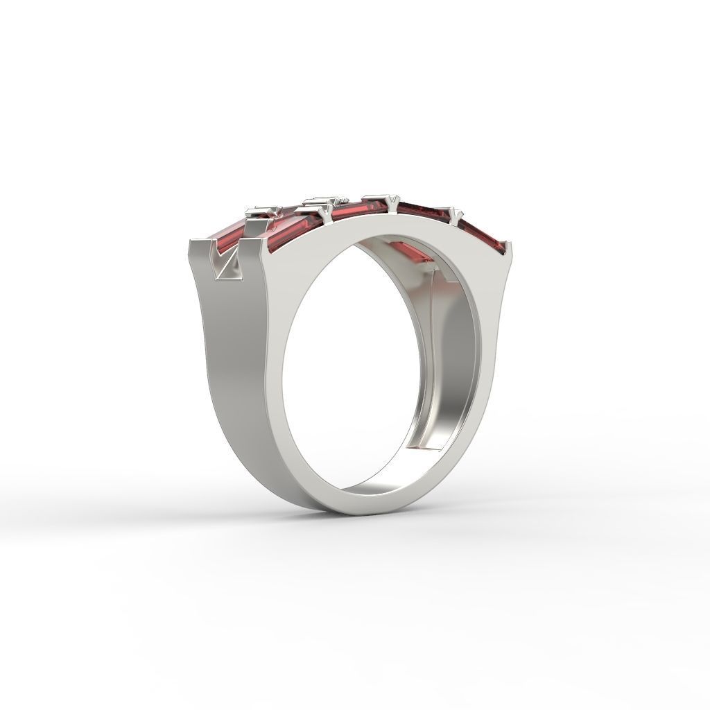 Ring with baguette cut gems 3dm stl 3D print model_18