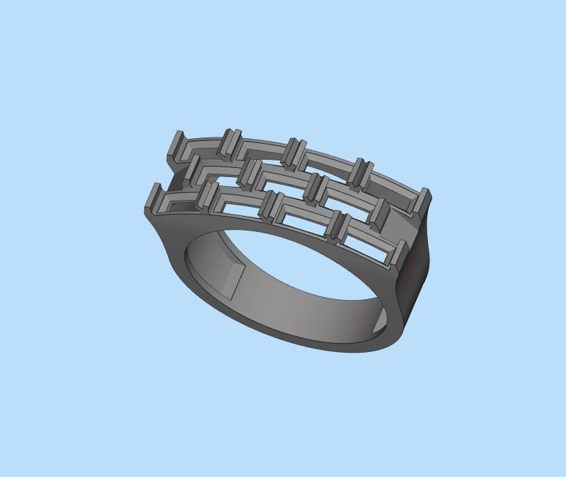 Ring with baguette cut gems 3dm stl 3D print model_31
