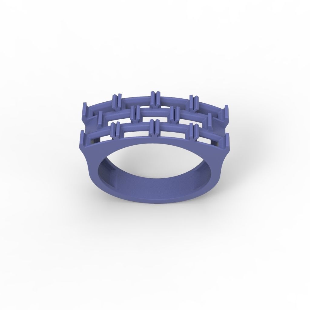 Ring with baguette cut gems 3dm stl 3D print model_21