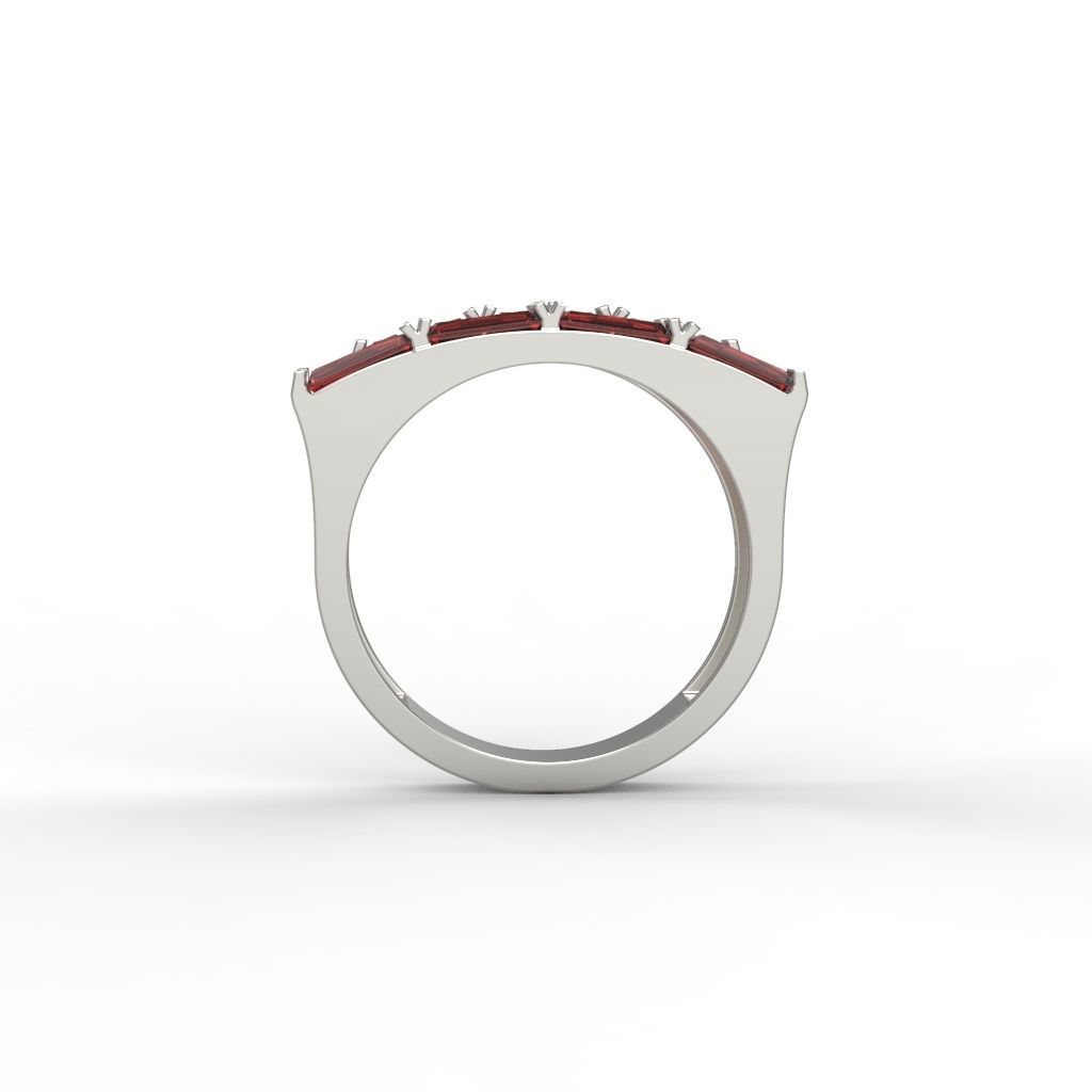 Ring with baguette cut gems 3dm stl 3D print model_17