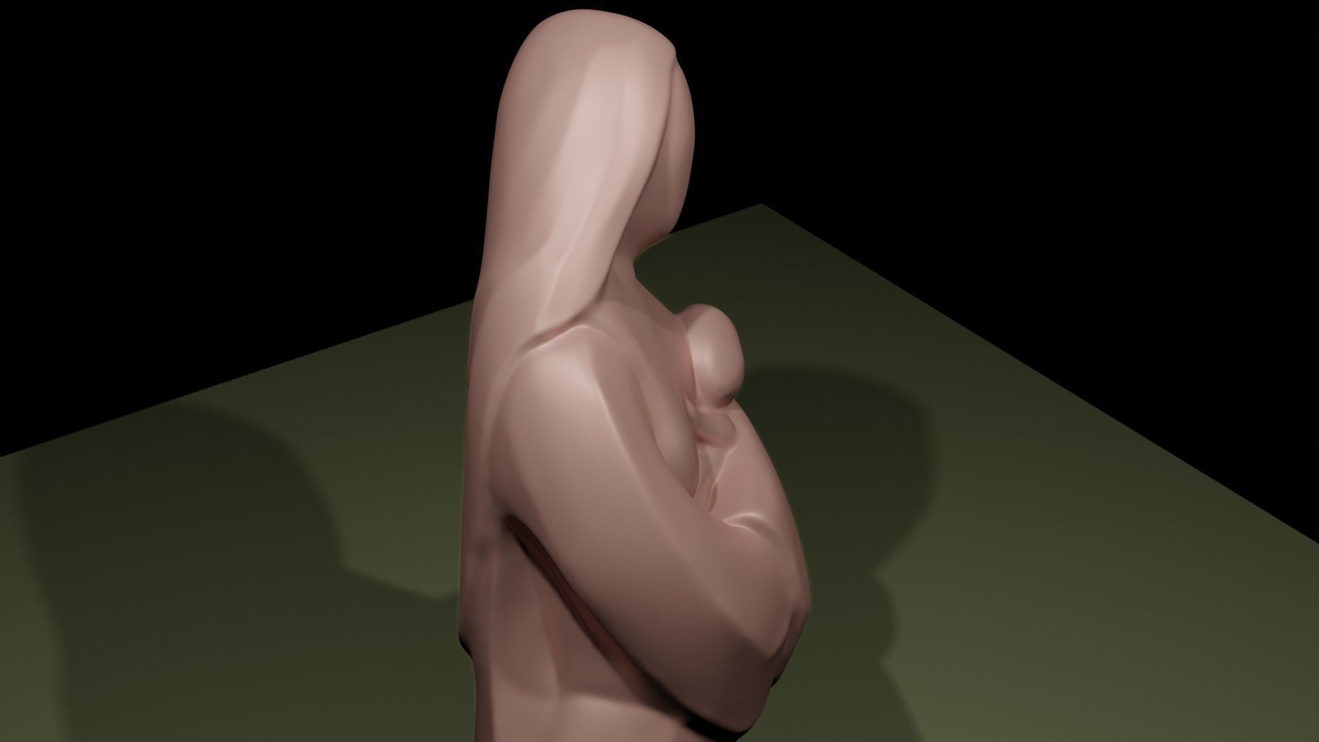 Woman with a baby 3D print model_7