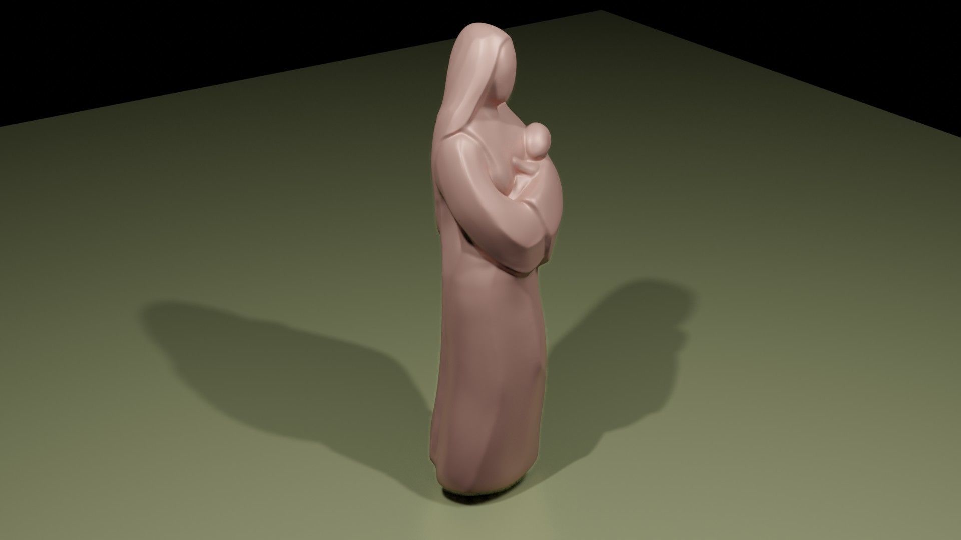 Woman with a baby 3D print model_2