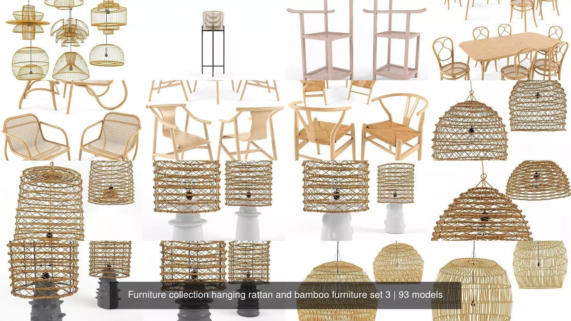Furniture collection hanging rattan and bamboo furniture set 3 _2