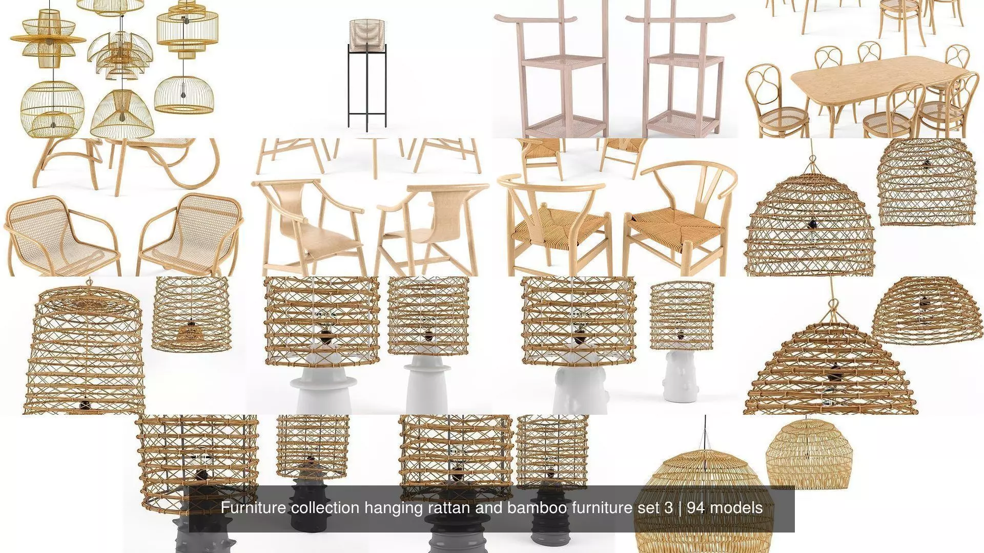 Furniture collection hanging rattan and bamboo furniture set 3 _1