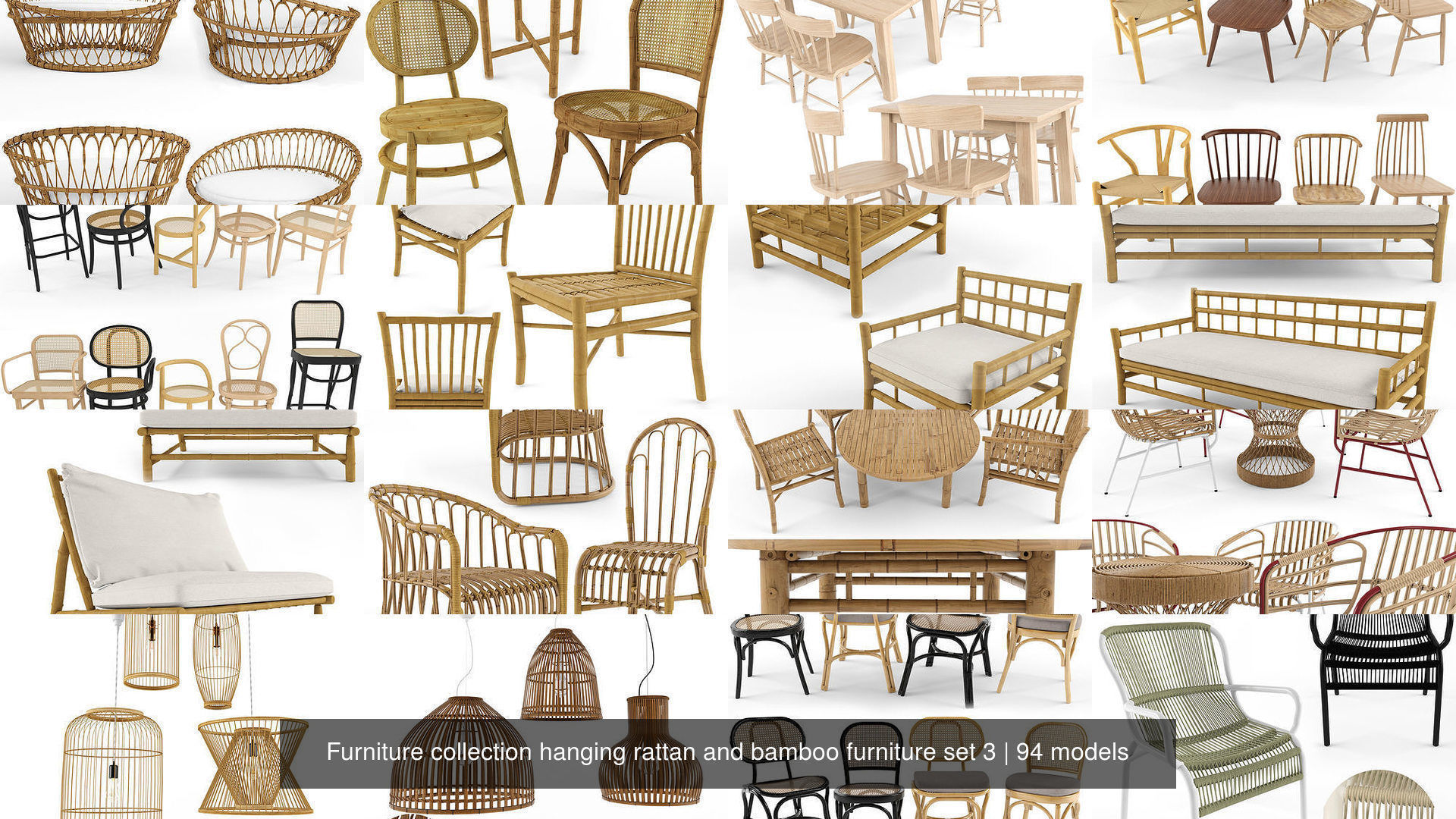 Furniture collection hanging rattan and bamboo furniture set 3 _8