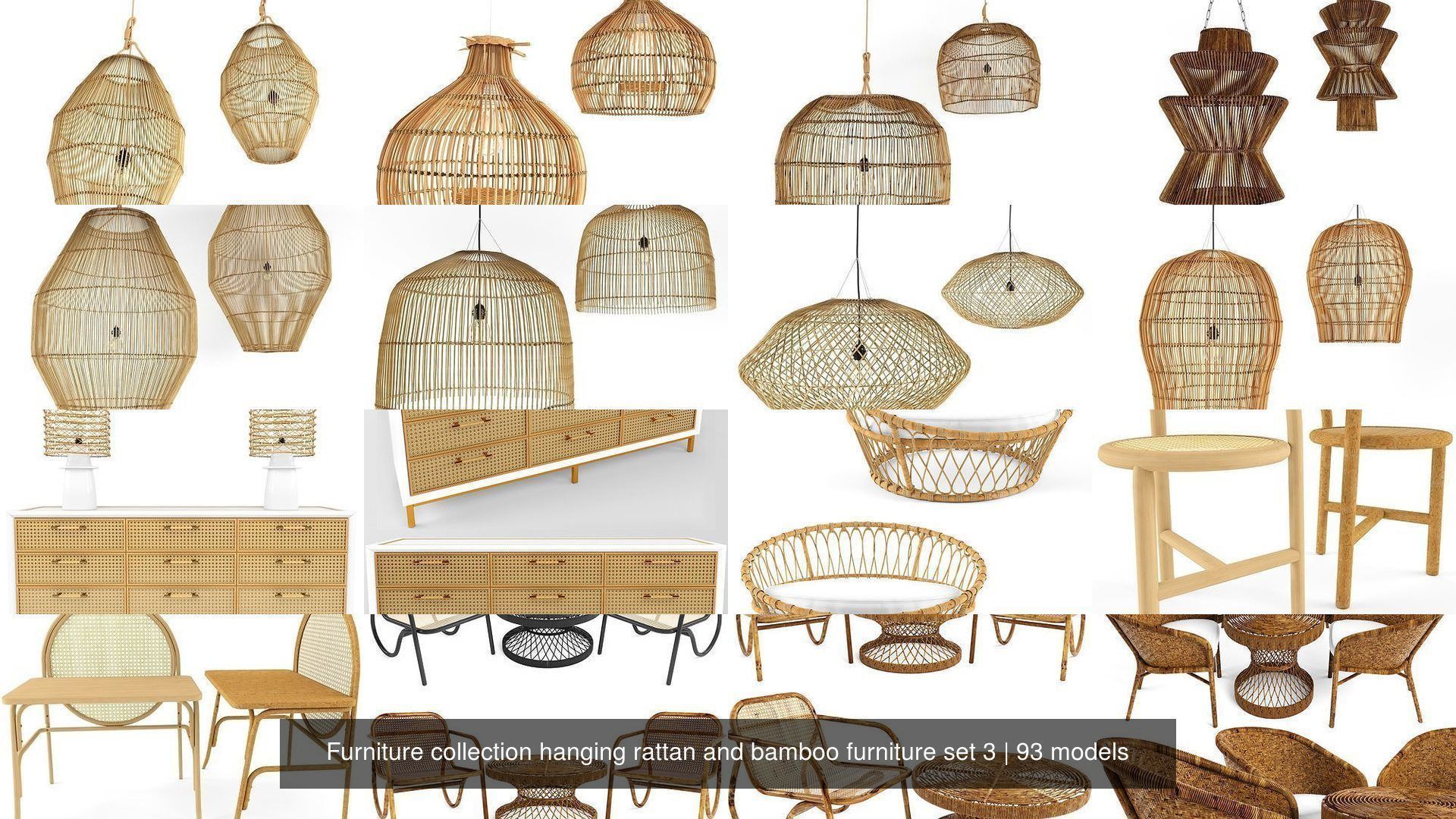 Furniture collection hanging rattan and bamboo furniture set 3 _6