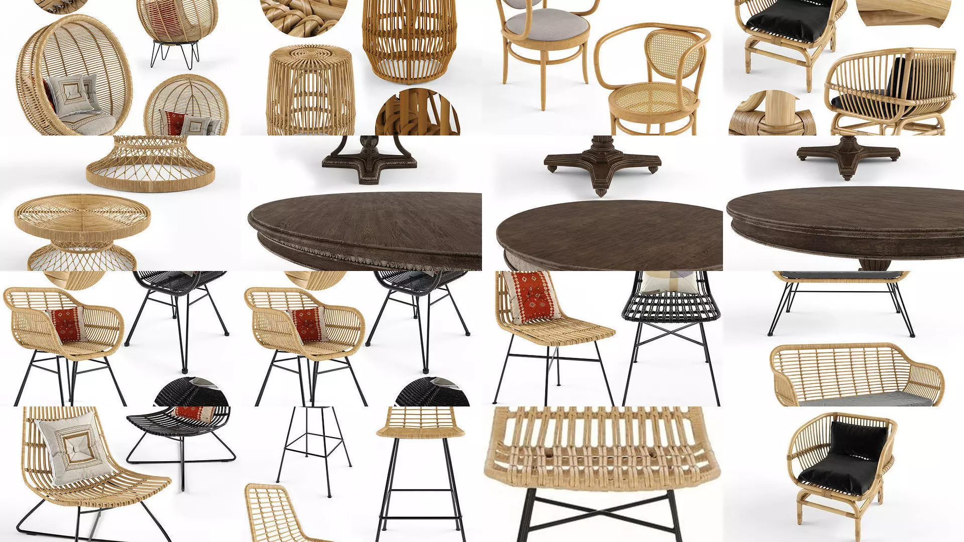 Furniture collection hanging rattan and bamboo furniture set 3 _0