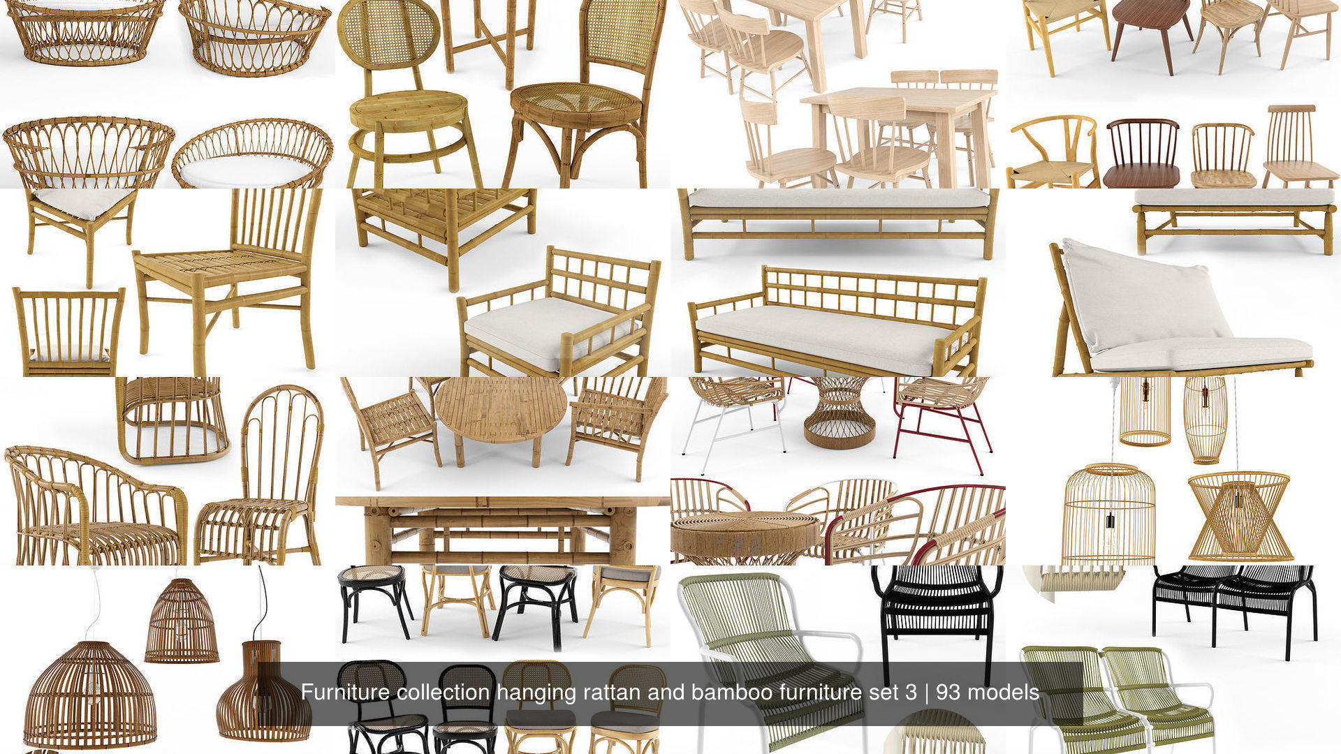 Furniture collection hanging rattan and bamboo furniture set 3 _9