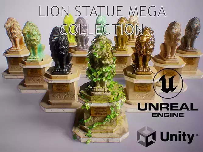 PBR Lion Statue Collection