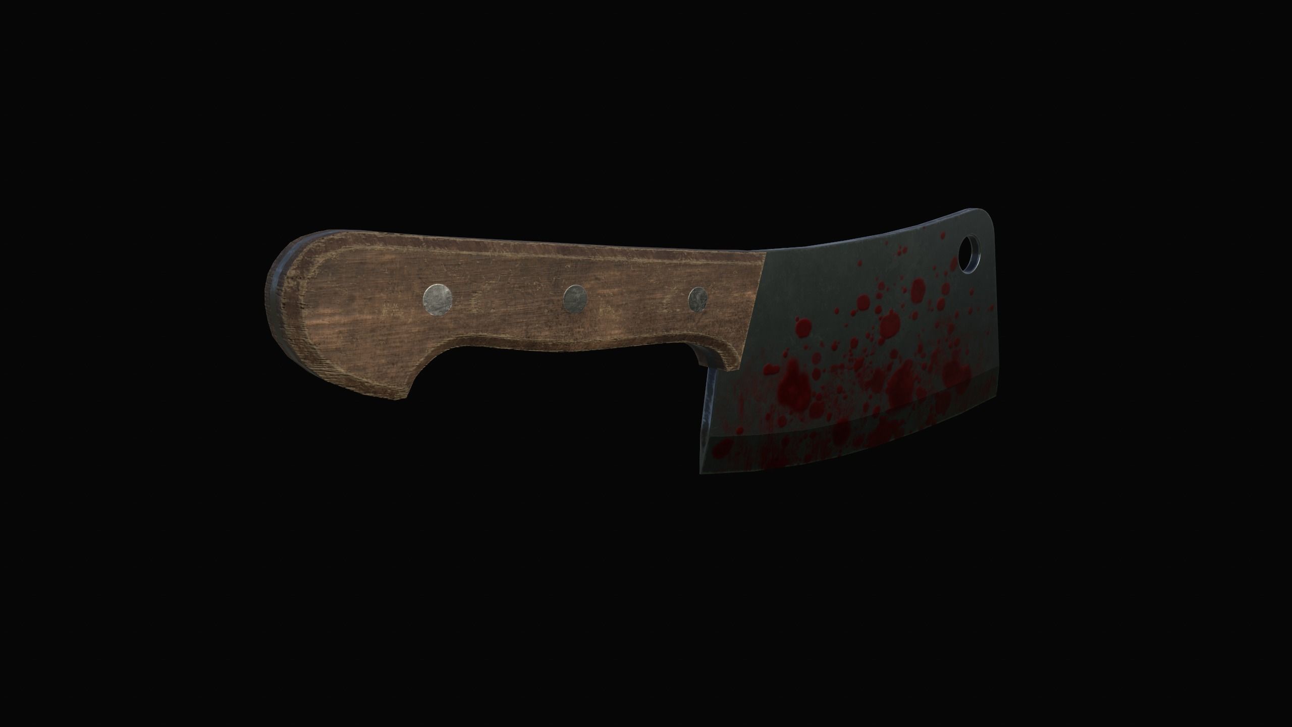 Cleaver knife with blood Low-poly 3D model_4