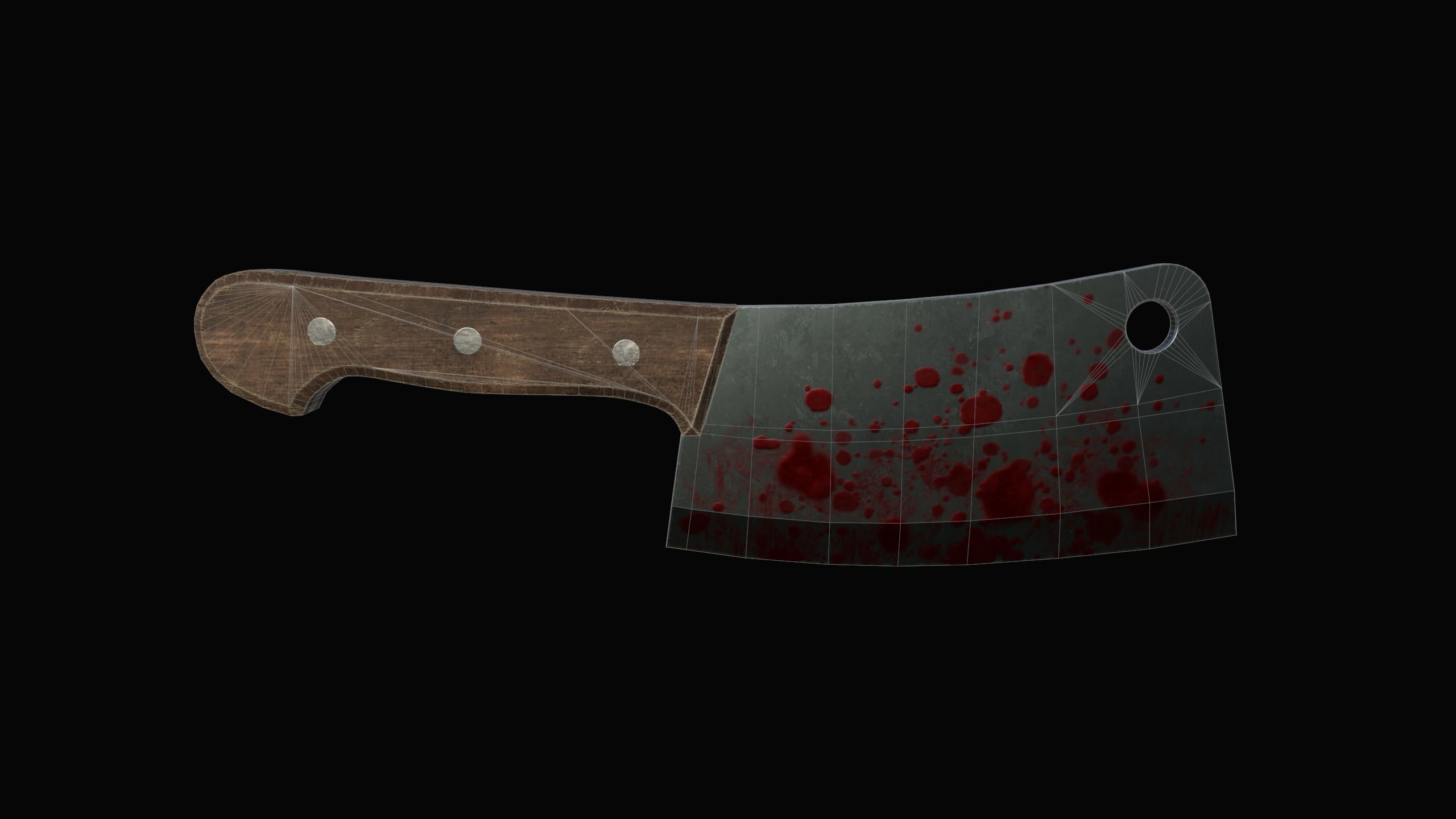 Cleaver knife with blood Low-poly 3D model_12