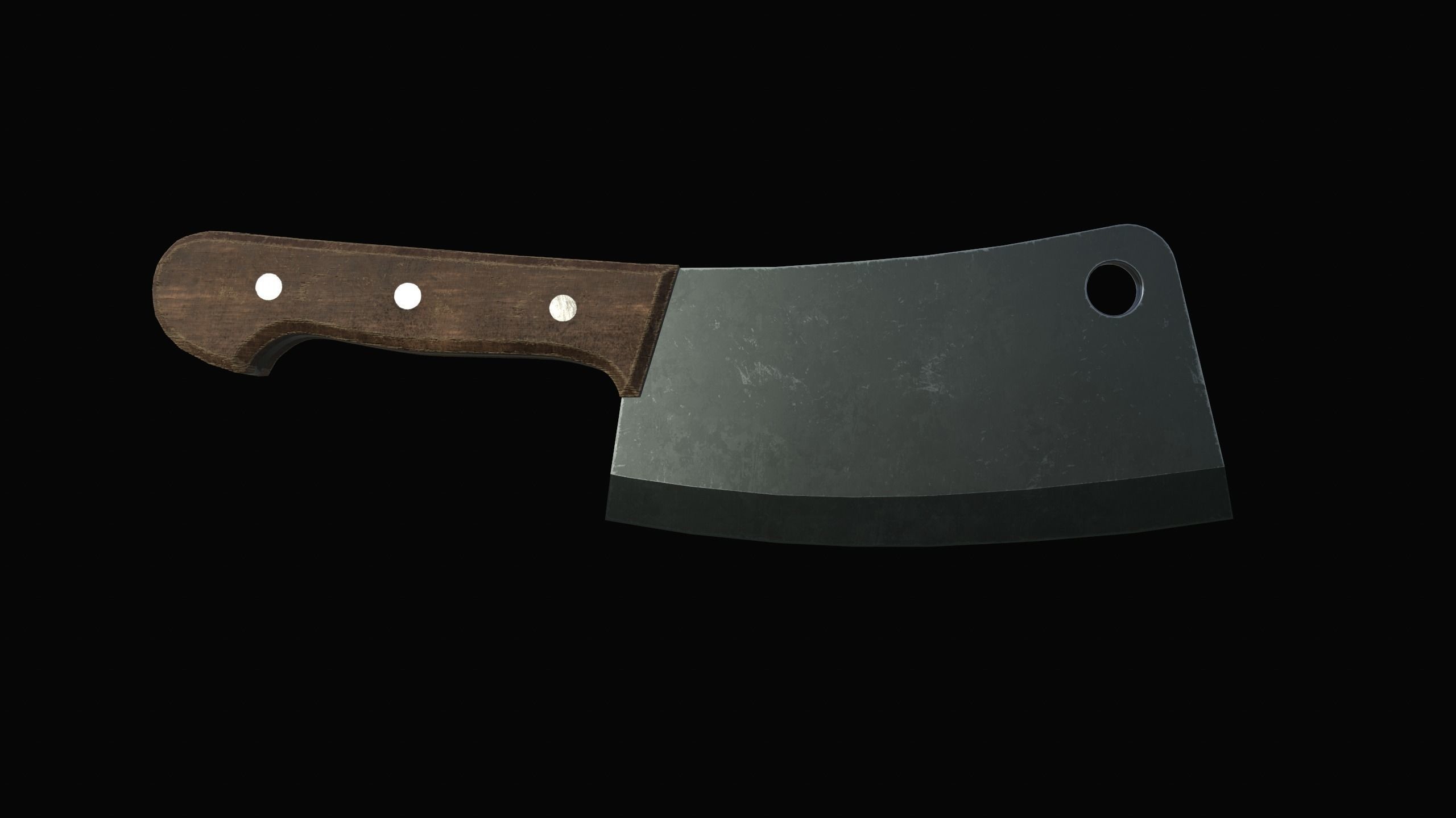 Cleaver knife with blood Low-poly 3D model_10