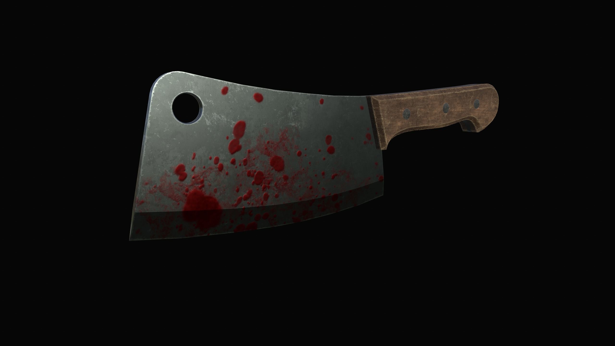 Cleaver knife with blood Low-poly 3D model_3