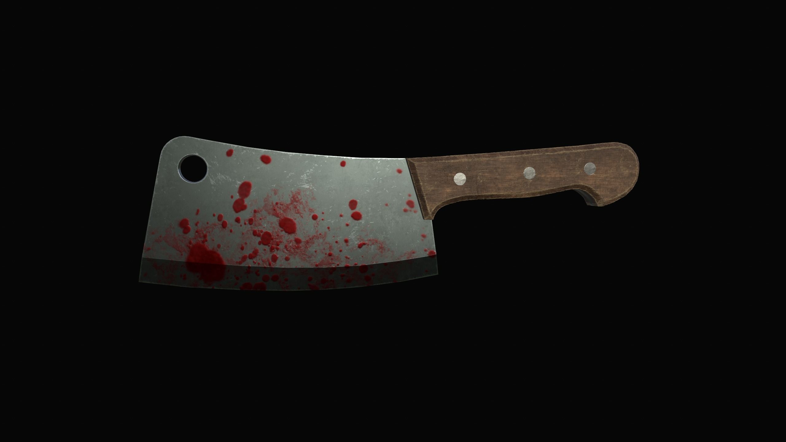 Cleaver knife with blood Low-poly 3D model_5