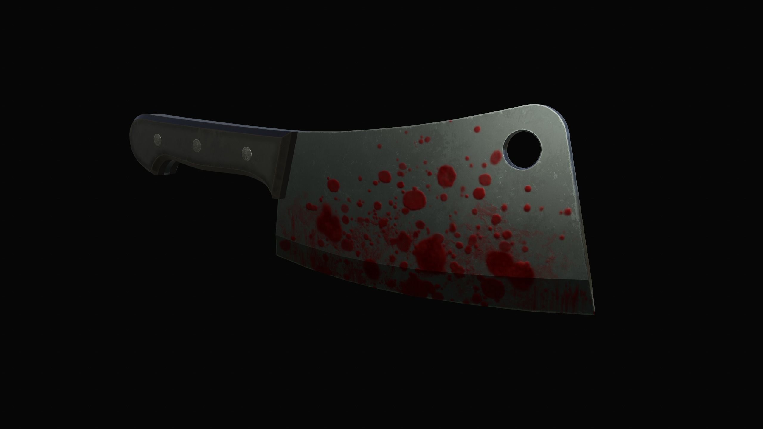 Cleaver knife with blood Low-poly 3D model_1