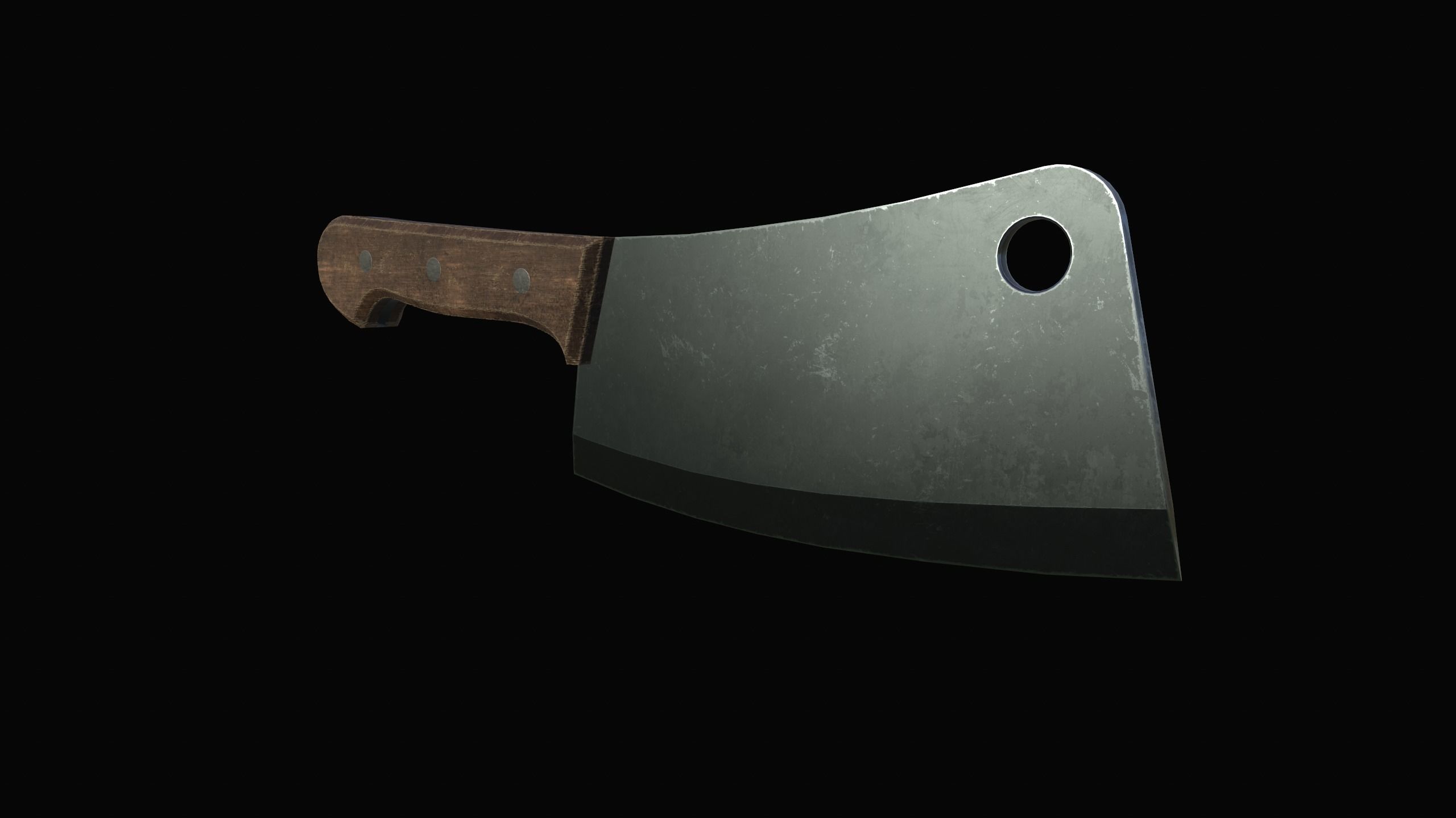 Cleaver knife with blood Low-poly 3D model_9