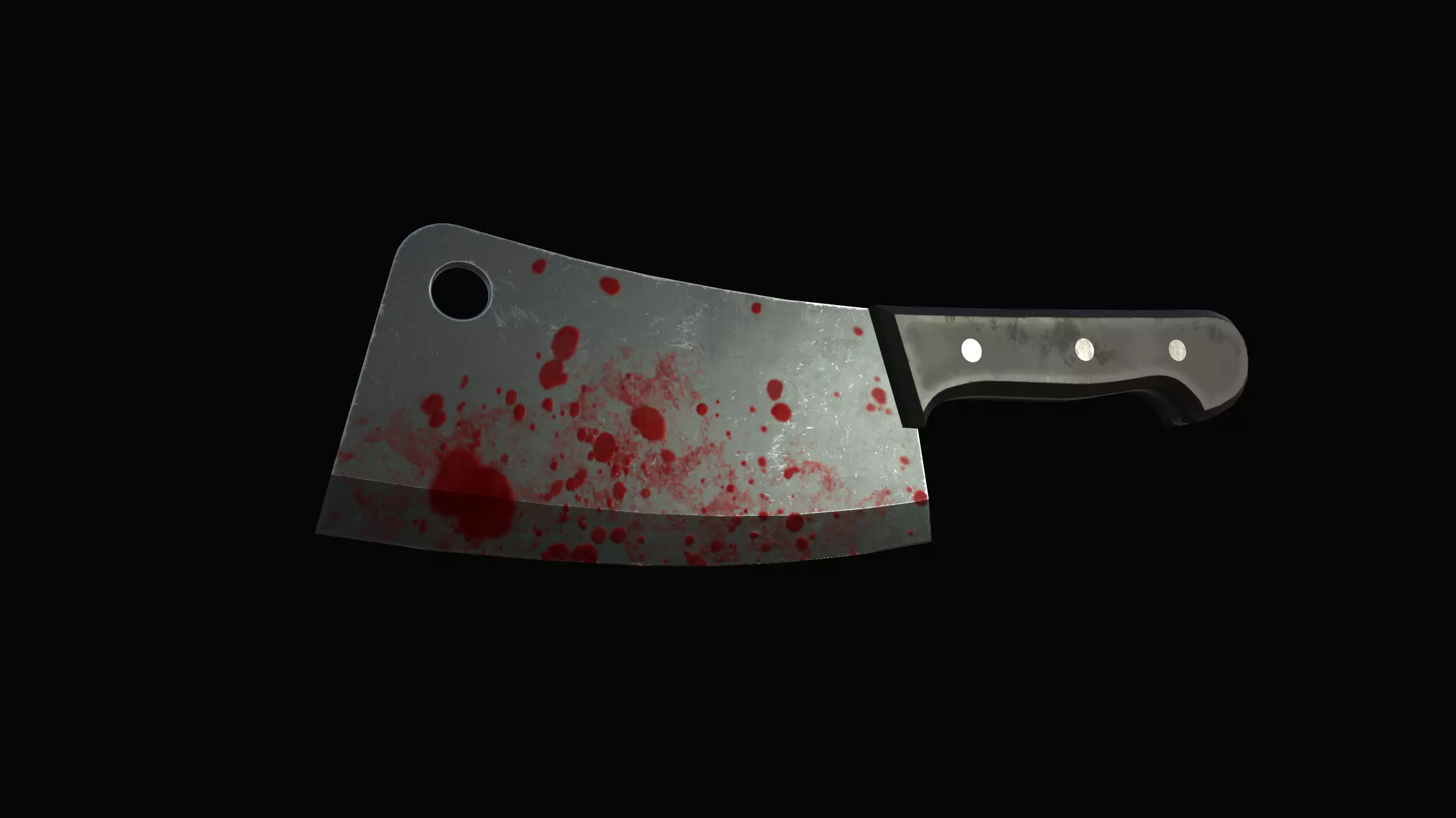 Cleaver knife with blood Low-poly 3D model_0