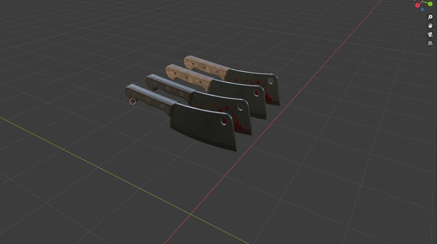 Cleaver knife with blood Low-poly 3D model_16