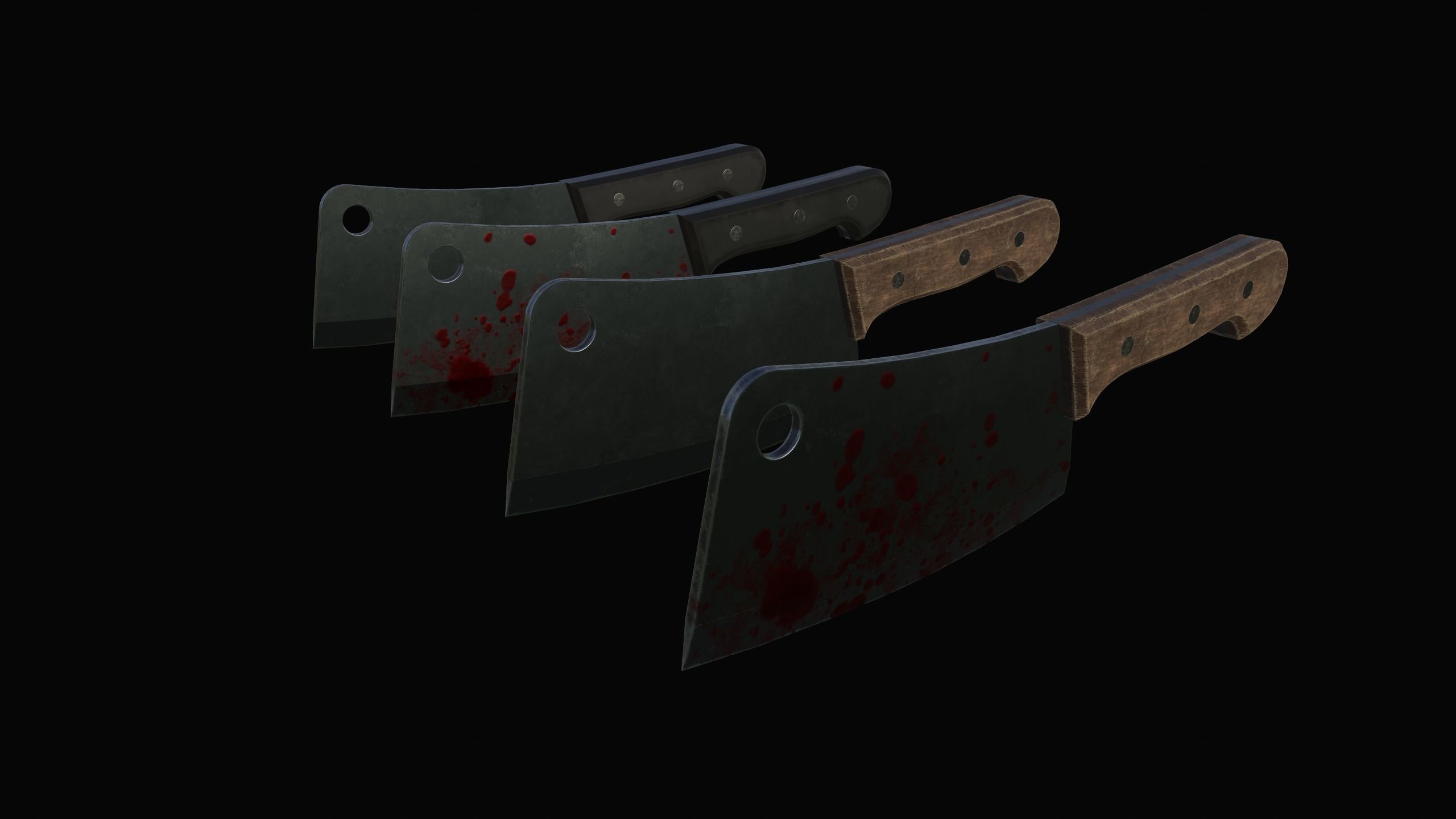 Cleaver knife with blood Low-poly 3D model_15