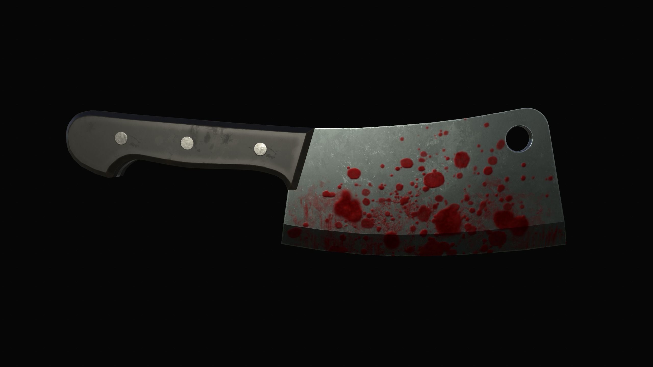 Cleaver knife with blood Low-poly 3D model_2