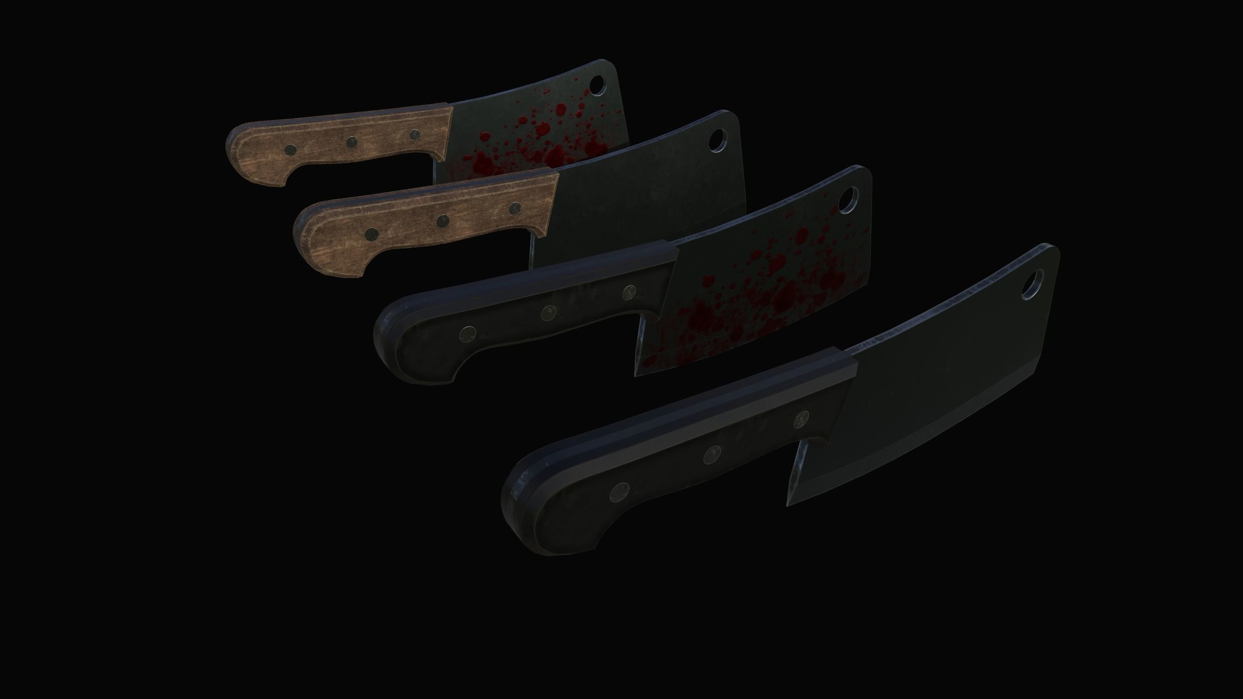 Cleaver knife with blood Low-poly 3D model_14