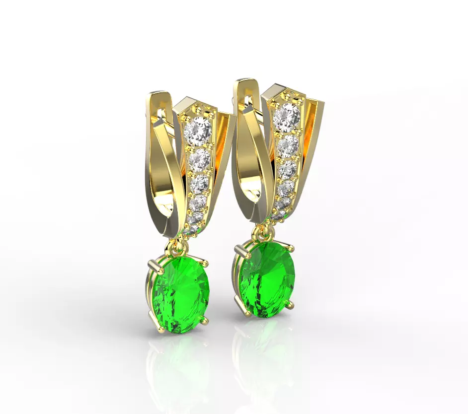 110730 E cl V form earrings with Oval 3D print model