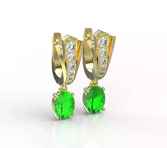 110730 E cl V form earrings with Oval