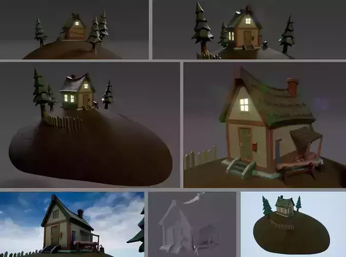 Lumberjack house Low-poly 3D model