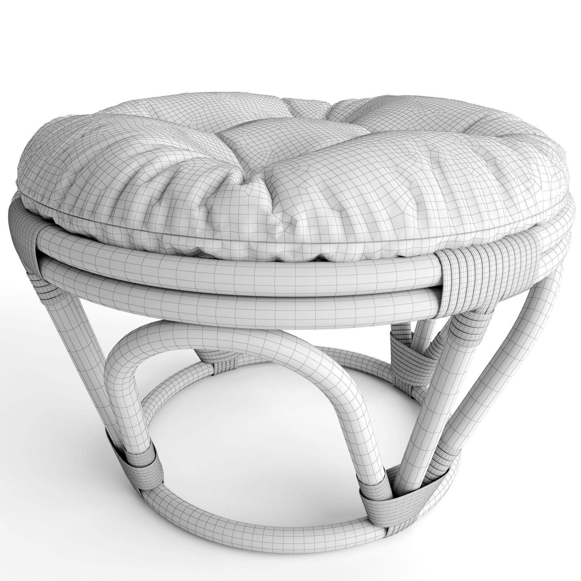 Xavier round ottoman pouf 3D model_4