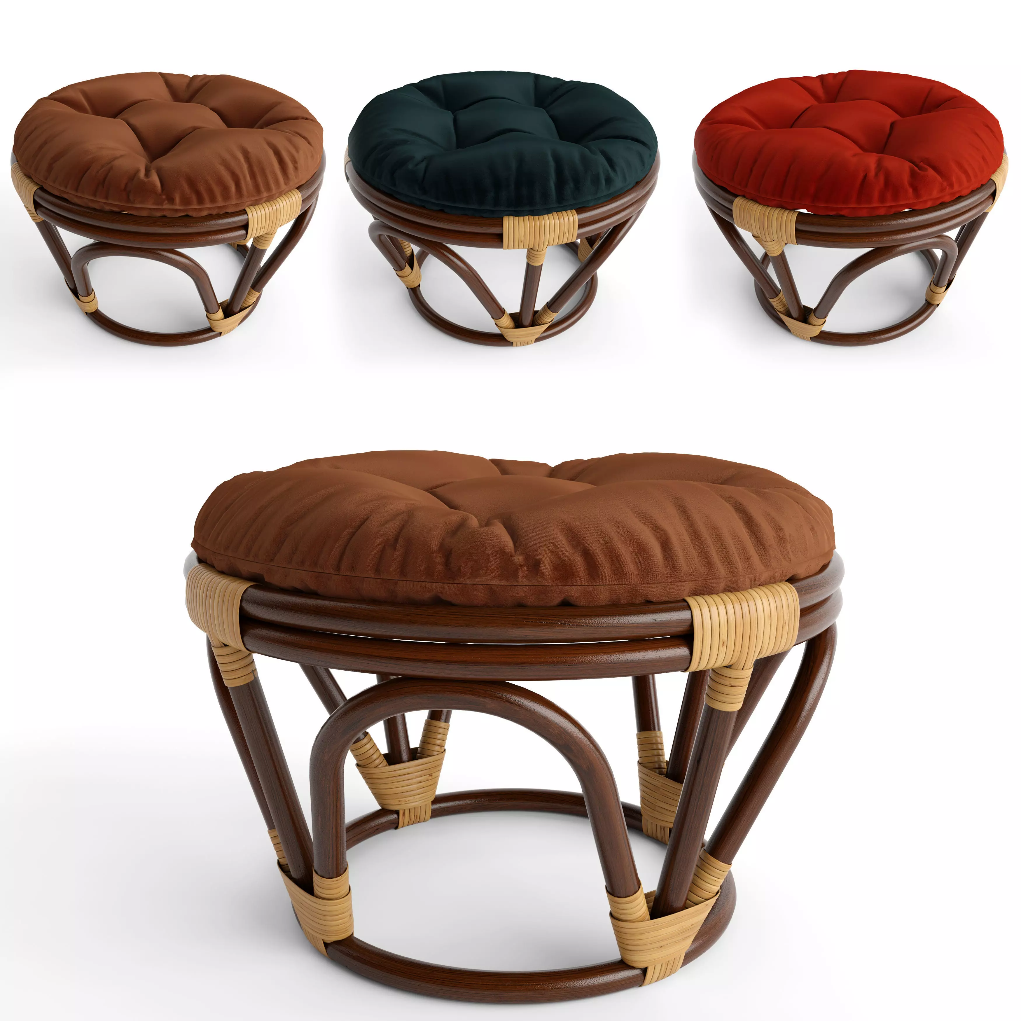 Xavier round ottoman pouf 3D model_0