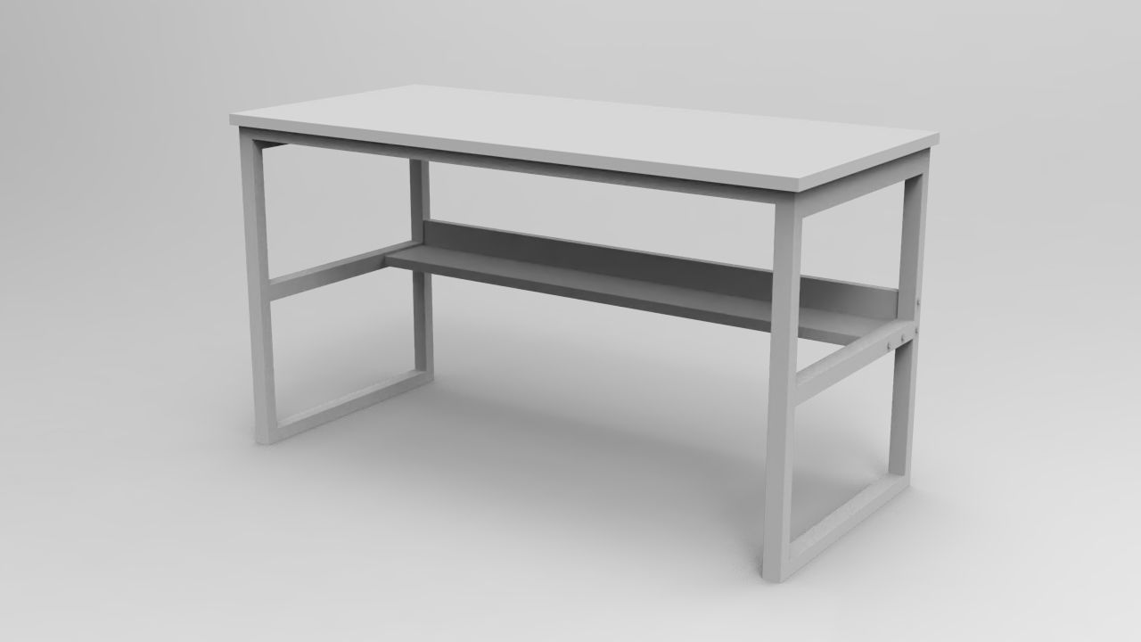 Computer Table Low-poly 3D model_7