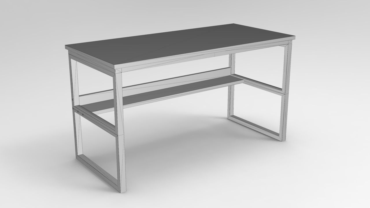 Computer Table Low-poly 3D model_5