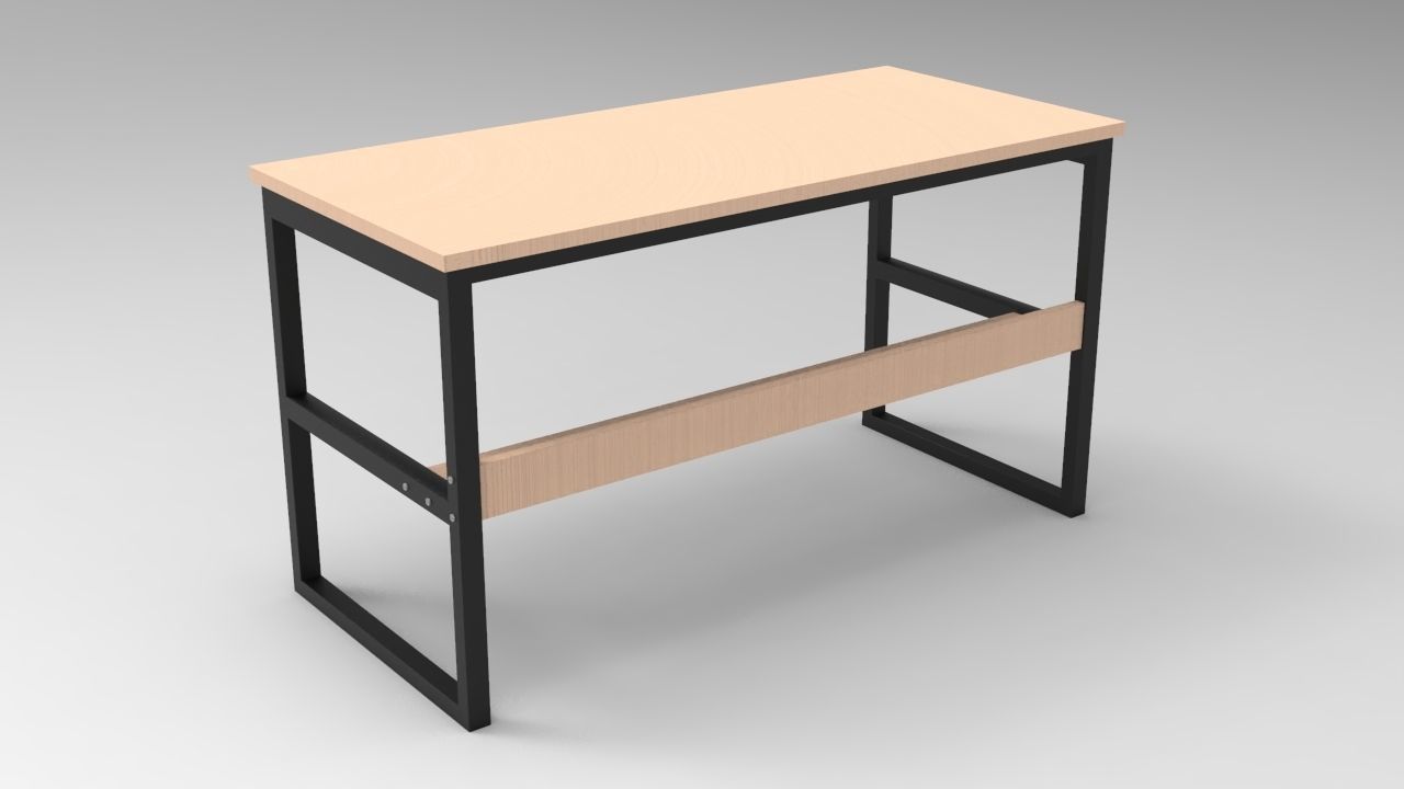 Computer Table Low-poly 3D model_2