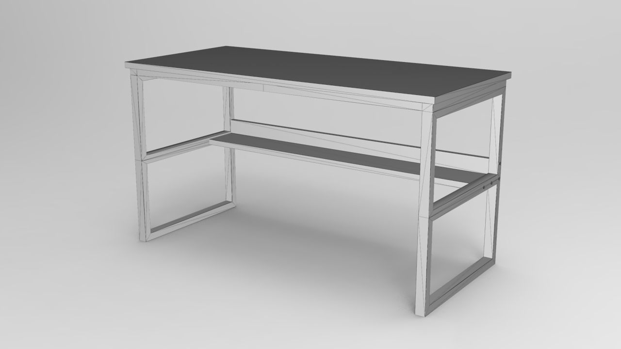Computer Table Low-poly 3D model_6