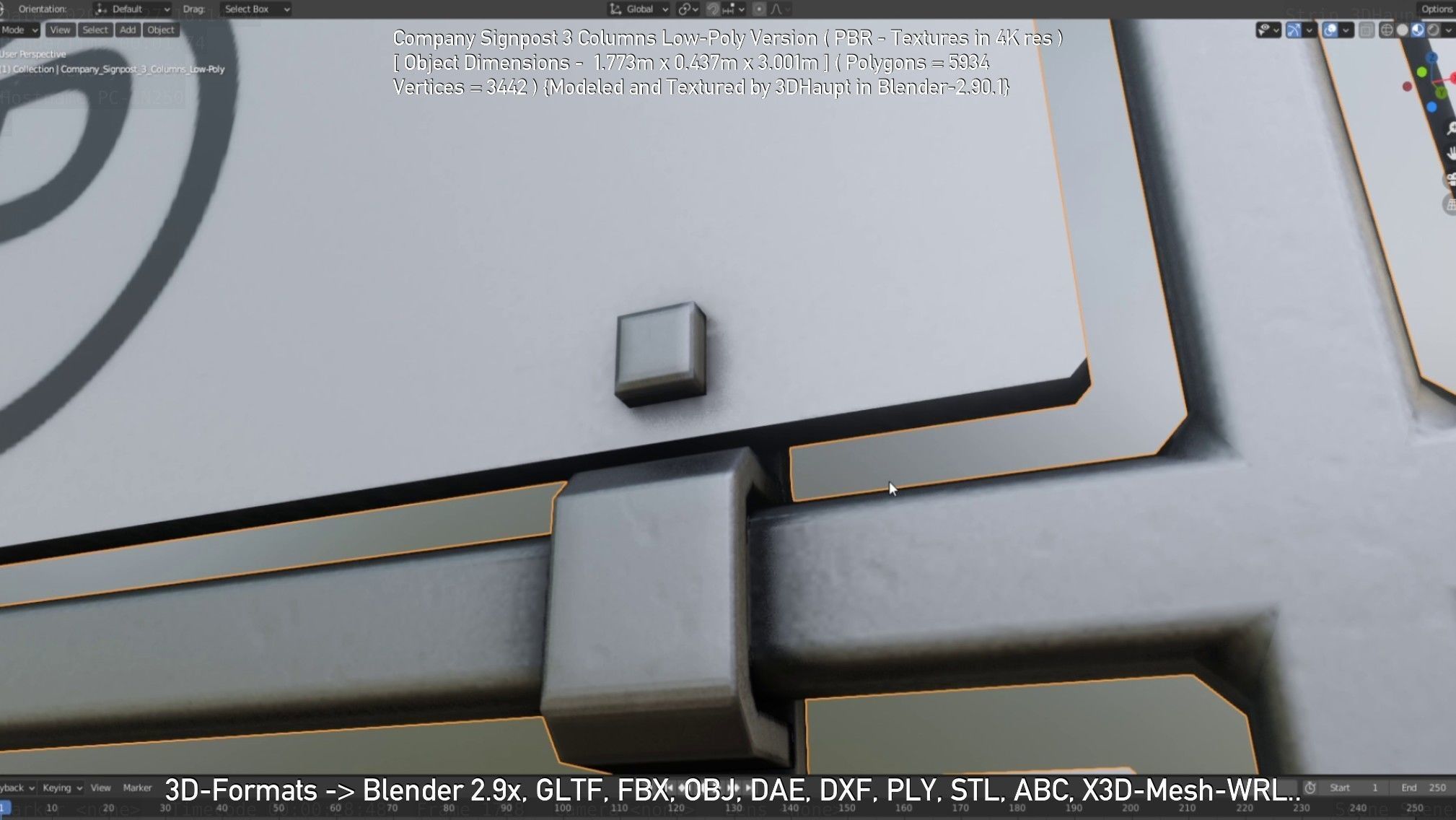 Company Signpost 3 Columns Low-Poly Version Low-poly 3D model_65