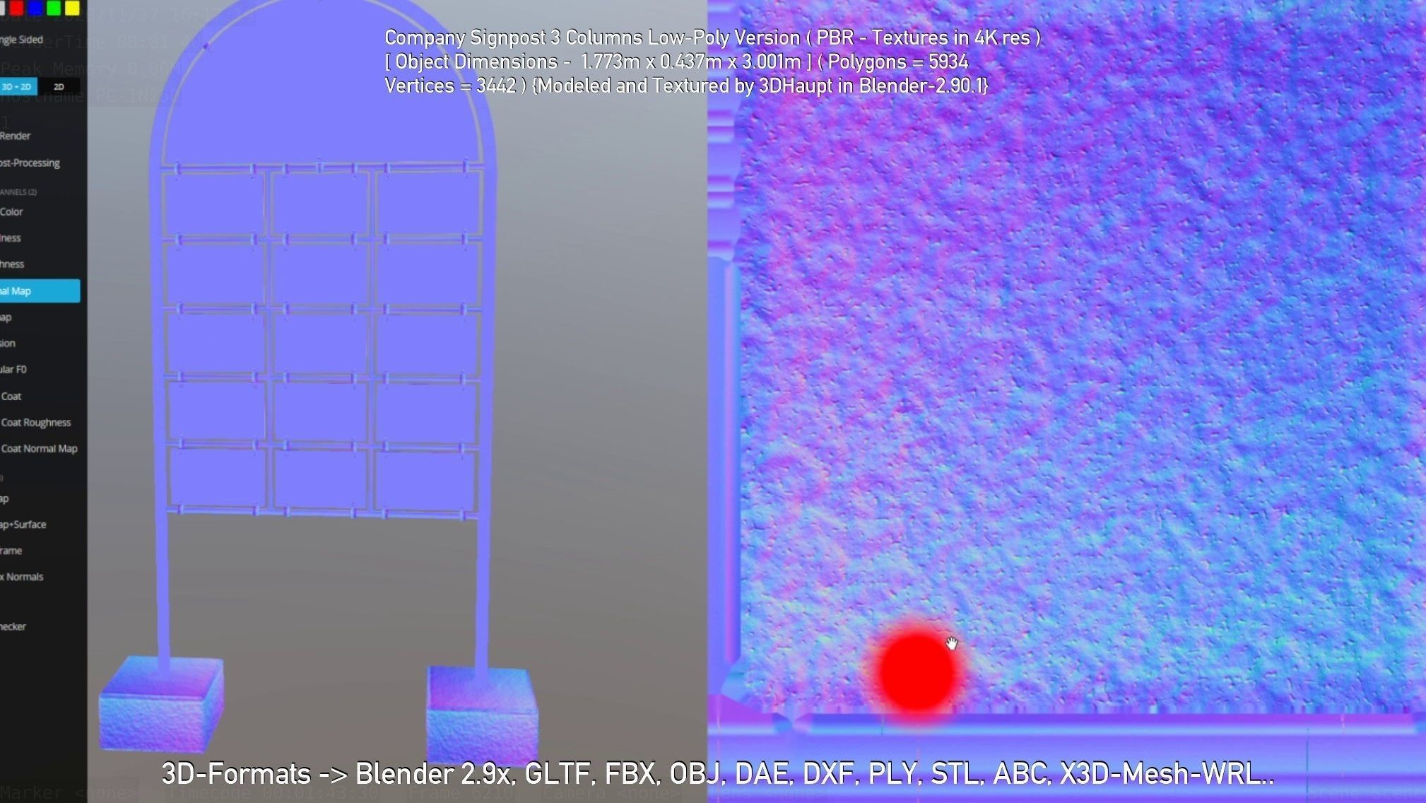 Company Signpost 3 Columns Low-Poly Version Low-poly 3D model_29