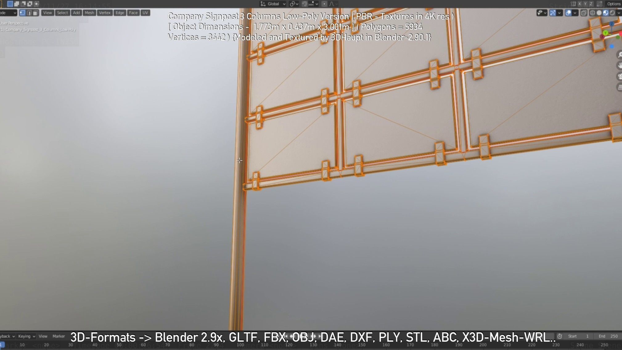 Company Signpost 3 Columns Low-Poly Version Low-poly 3D model_17