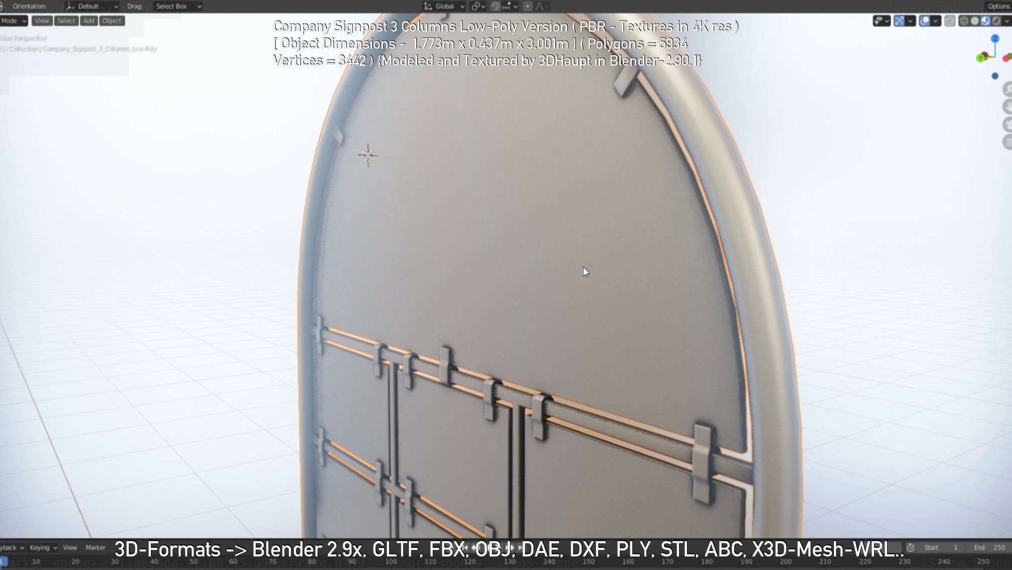 Company Signpost 3 Columns Low-Poly Version Low-poly 3D model_9
