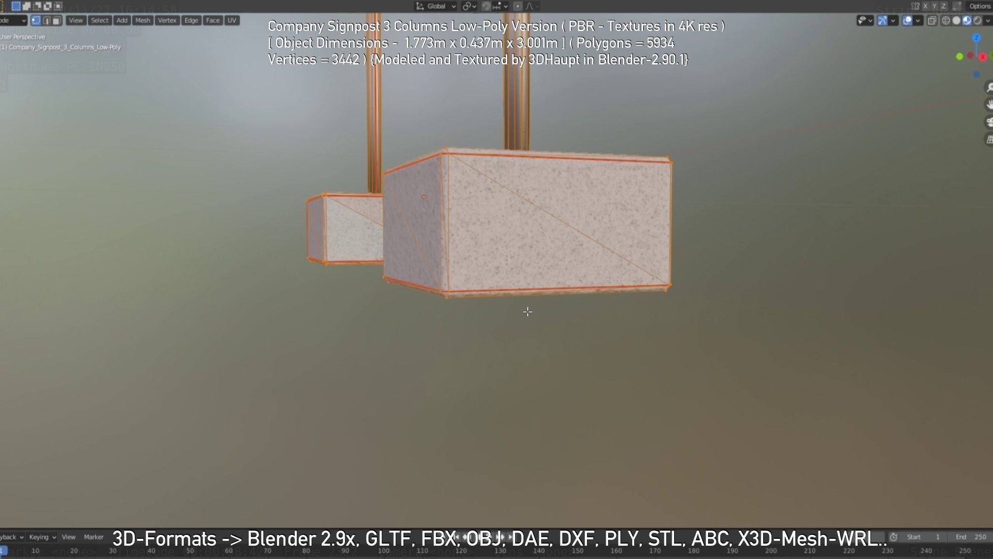 Company Signpost 3 Columns Low-Poly Version Low-poly 3D model_68