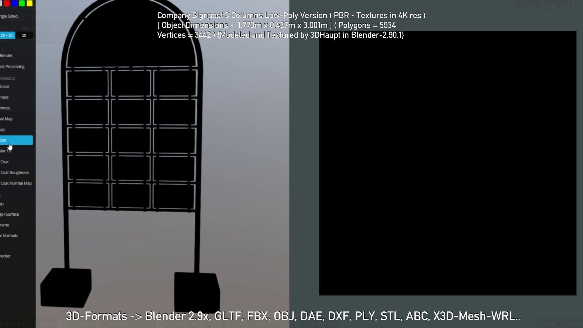Company Signpost 3 Columns Low-Poly Version Low-poly 3D model_117