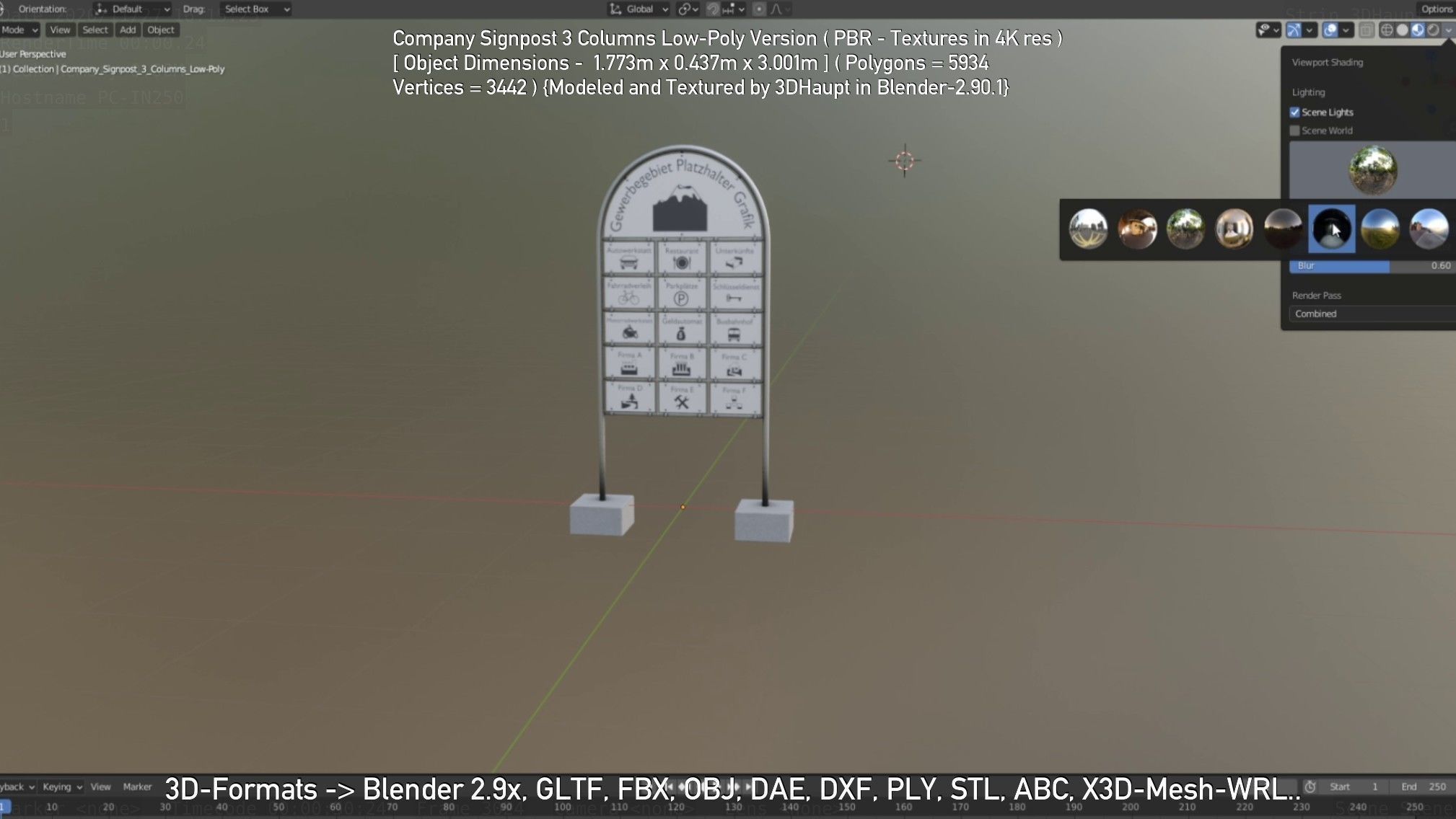 Company Signpost 3 Columns Low-Poly Version Low-poly 3D model_72